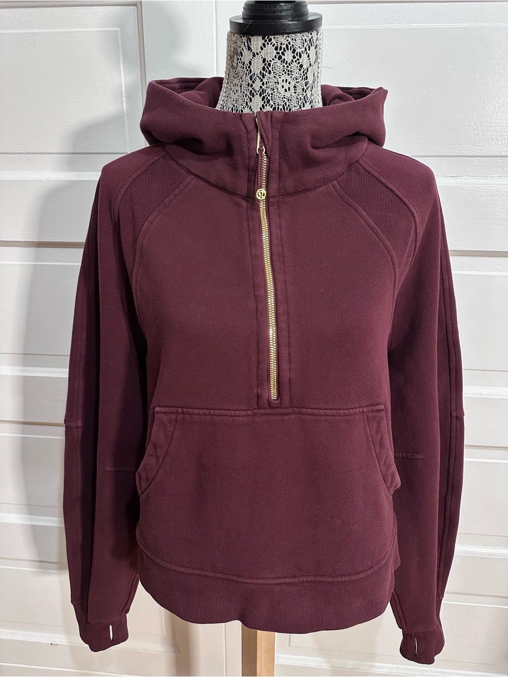 Lululemon Scuba Oversized Half-Zip Hoodie Size XL/XXL Burgundy GOLD $138